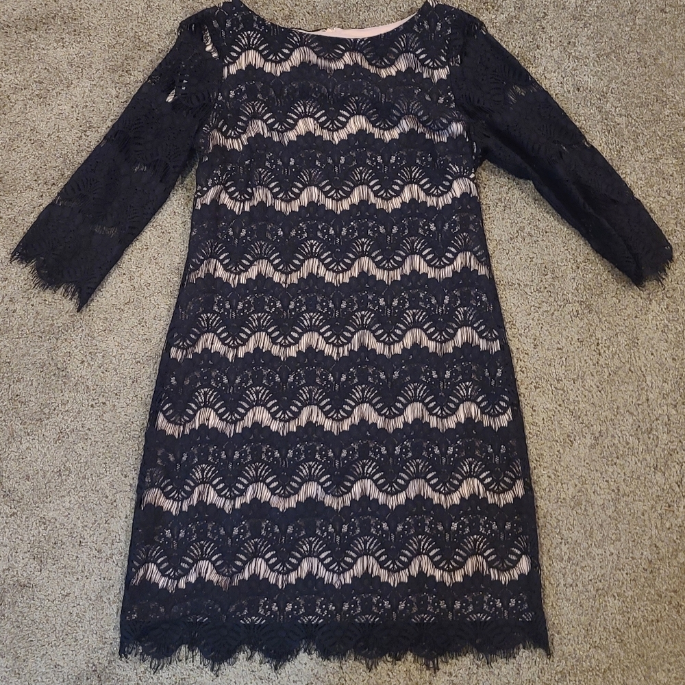 Jessica Howard Embroidered Black Cocktail Dress